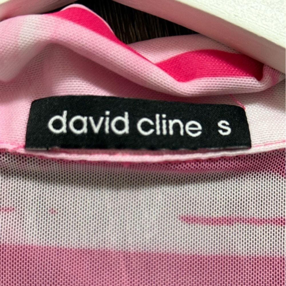 David Cline Pink Snap Button Mesh Top Sheer Rave Size Small - Picture 8 of 8